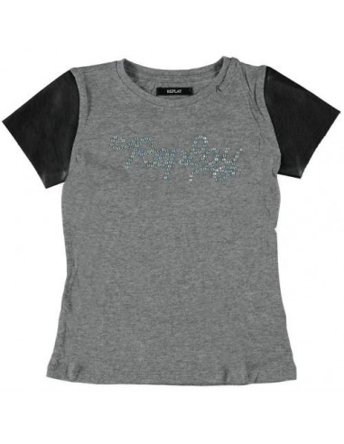 Replay: Grijs T-shirt with micro studs